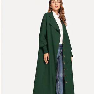Lightweight polyester long  jacket, size L green